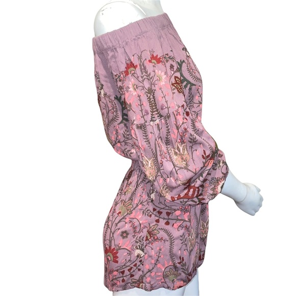 Free People Open Back Off The Shoulder Long Sleeve Floral Romper | Size: Small - Picture 7 of 9